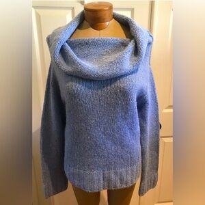 Anthropologie Sky Blue Sweater Sz Small Cowl Neck Wool Blend